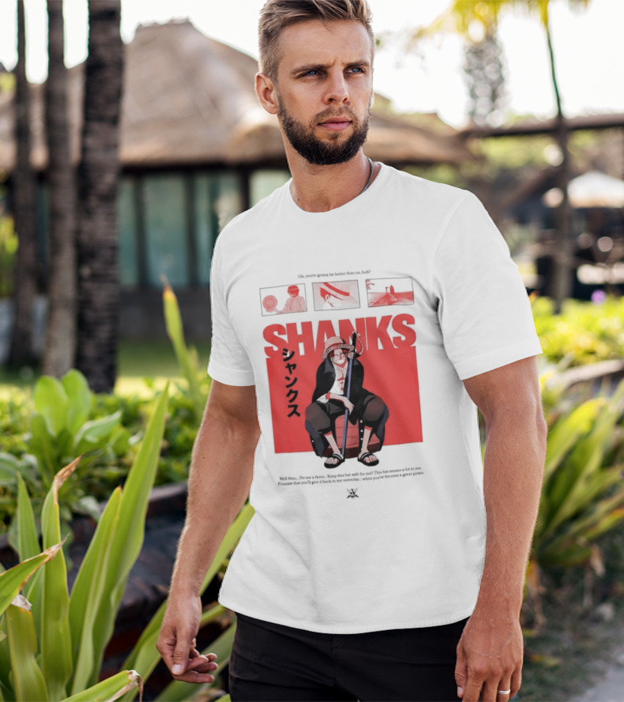 One Piece Shanks Luffy Straw Hat Pirates Manga Panels T-Shirt