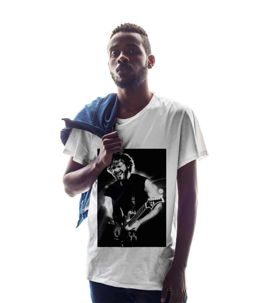 Phish Trey Anastasio Iconic Live Performance Guitarist Black And White Image T-Shirt
