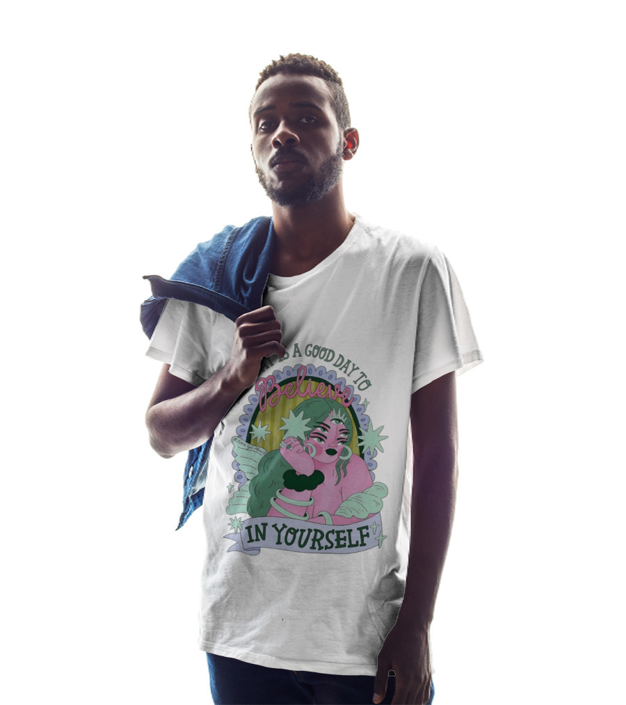 Today Is A Good Day To Believe In Yourself Celestial Character With Wings And Stars T-Shirt