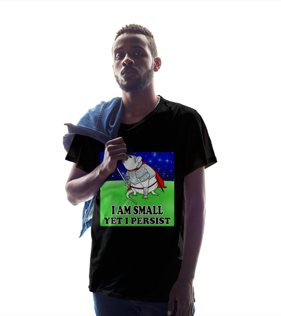 I Am Small Yet I Persist Knight Rat Armor Red Cape Stars T-Shirt