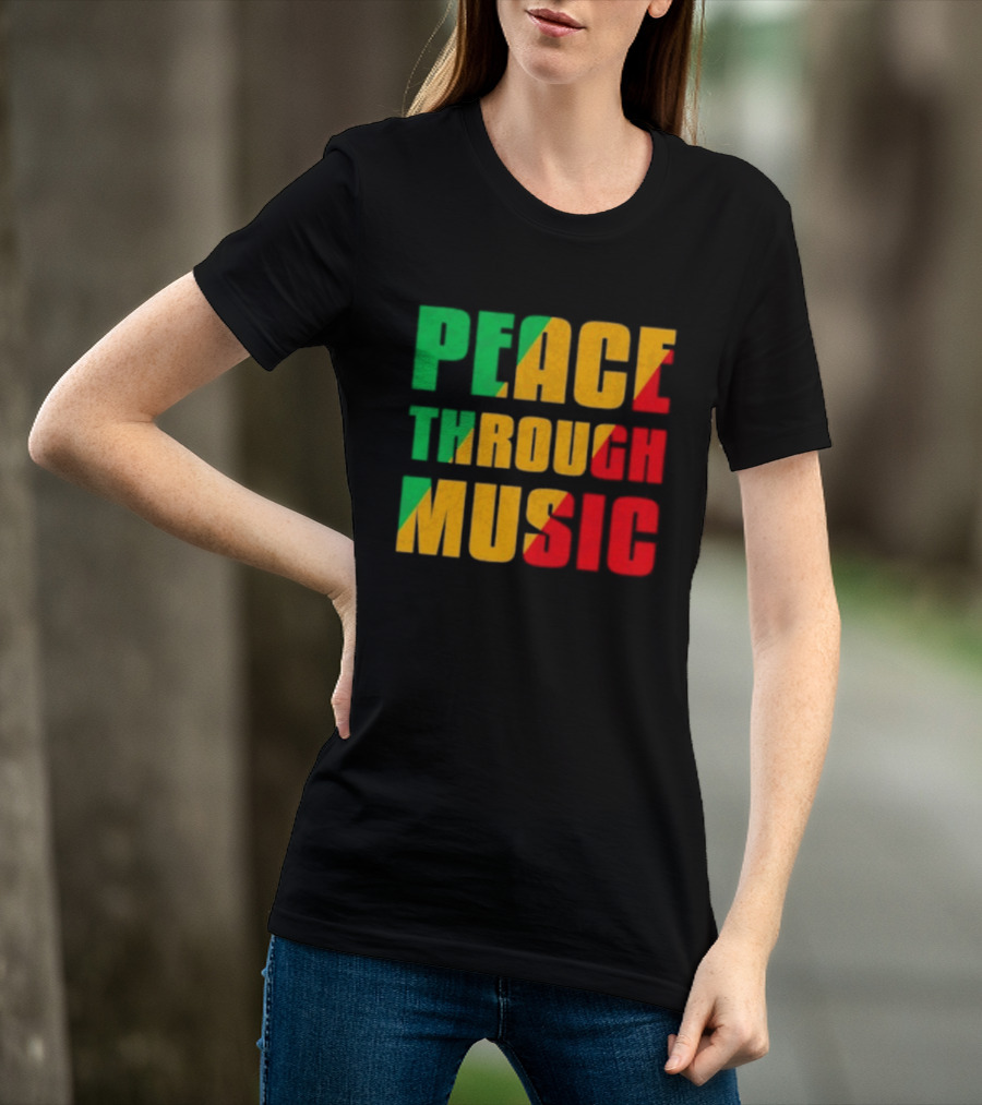 Peace Through Music Reggae Rasta Jamaica T-Shirt