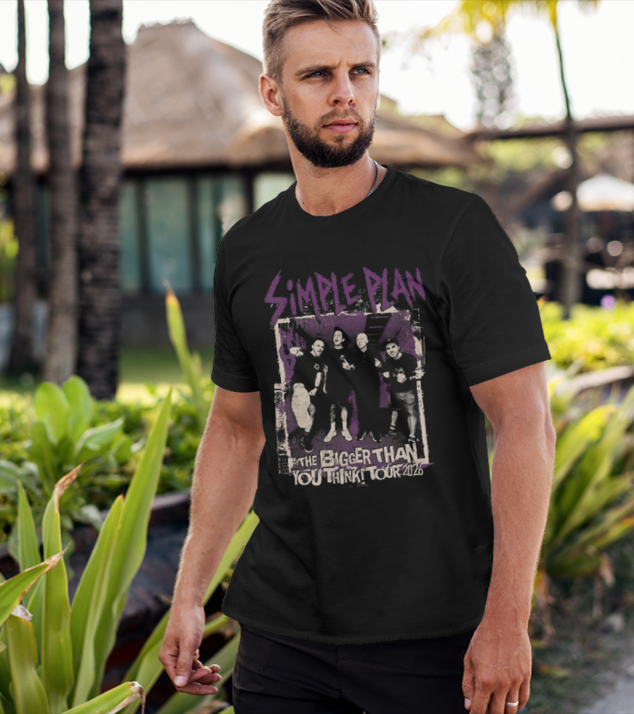 Simple Plan The Bigger Than You Think Tour 2026 The Sequel Band Photo Cities List T-Shirt