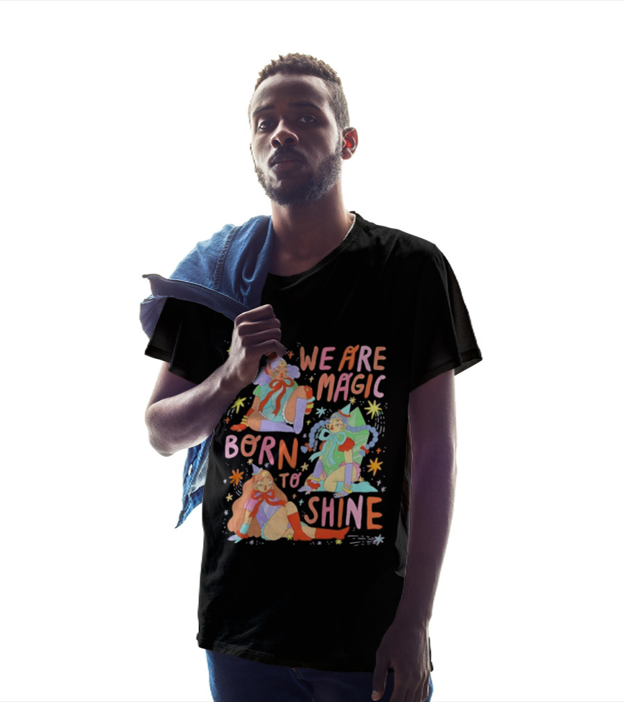 We Are Magic Born To Shine Celestial Whimsical Stars And Fantasy Characters T-Shirt