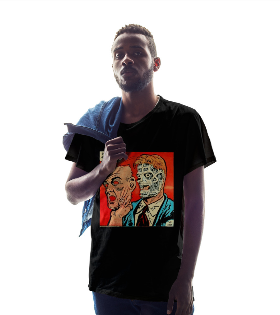 You Are A Robot Comic Style Mask Reveal The End T-Shirt