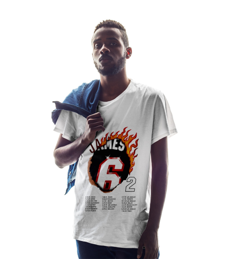 LeBron James 6 Burning Number With Game Dates T-Shirt