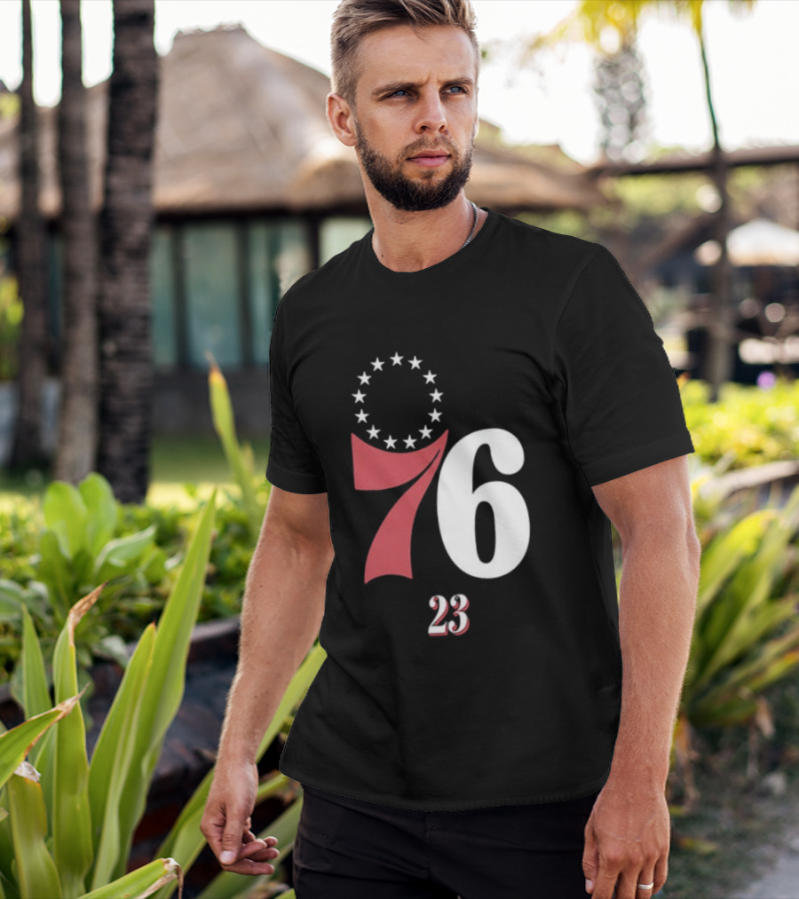 Philadelphia 76ers LeBron James 23 In The Paint Name And Number Royal 76ers T-Shirt
