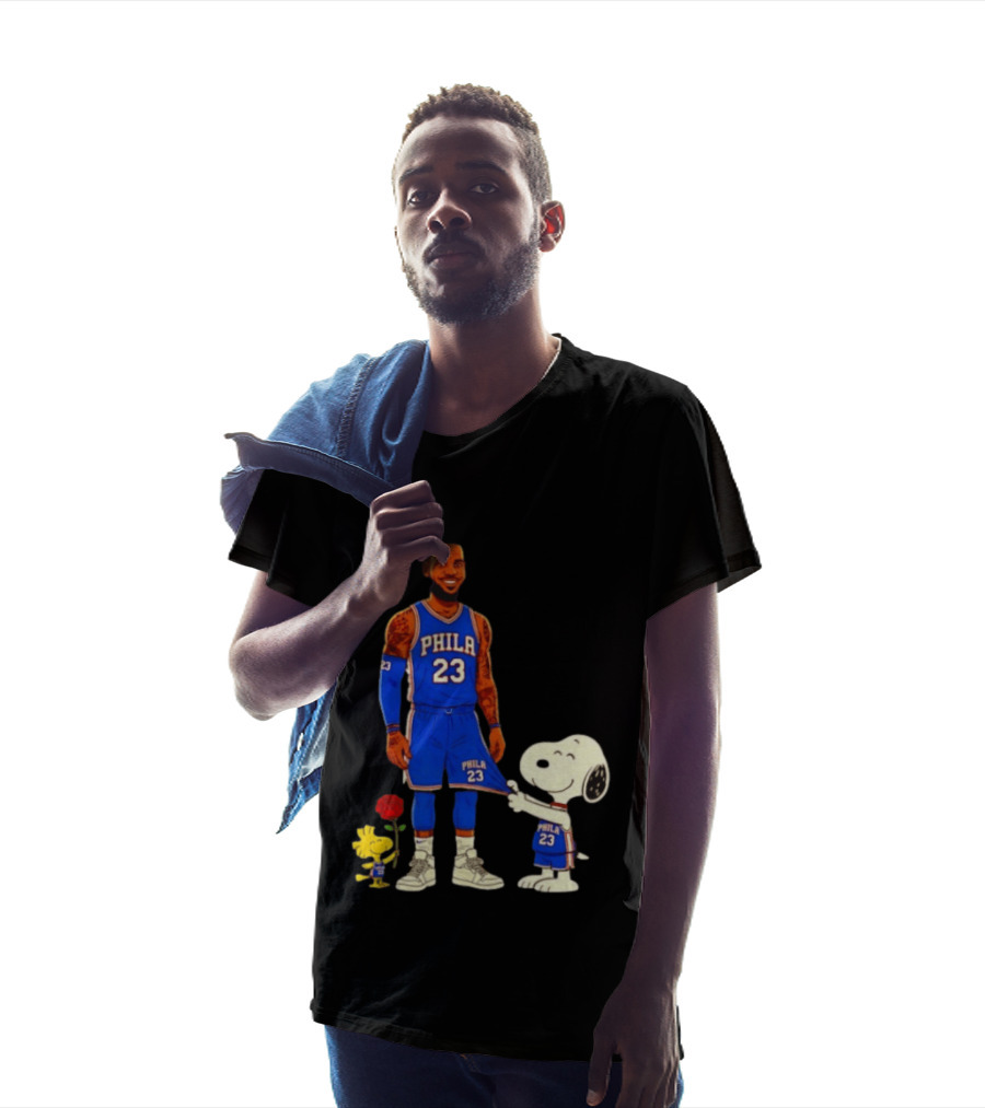 LeBron James Peanuts Collaboration Philadelphia 76ers Snoopy Woodstock 23 Jersey T-Shirt