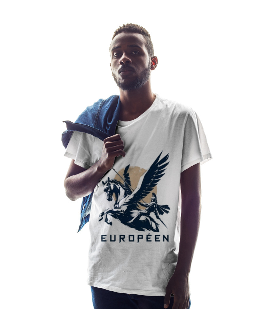 Européen Spartan Warrior Riding Pegasus Greek Mythology T-Shirt