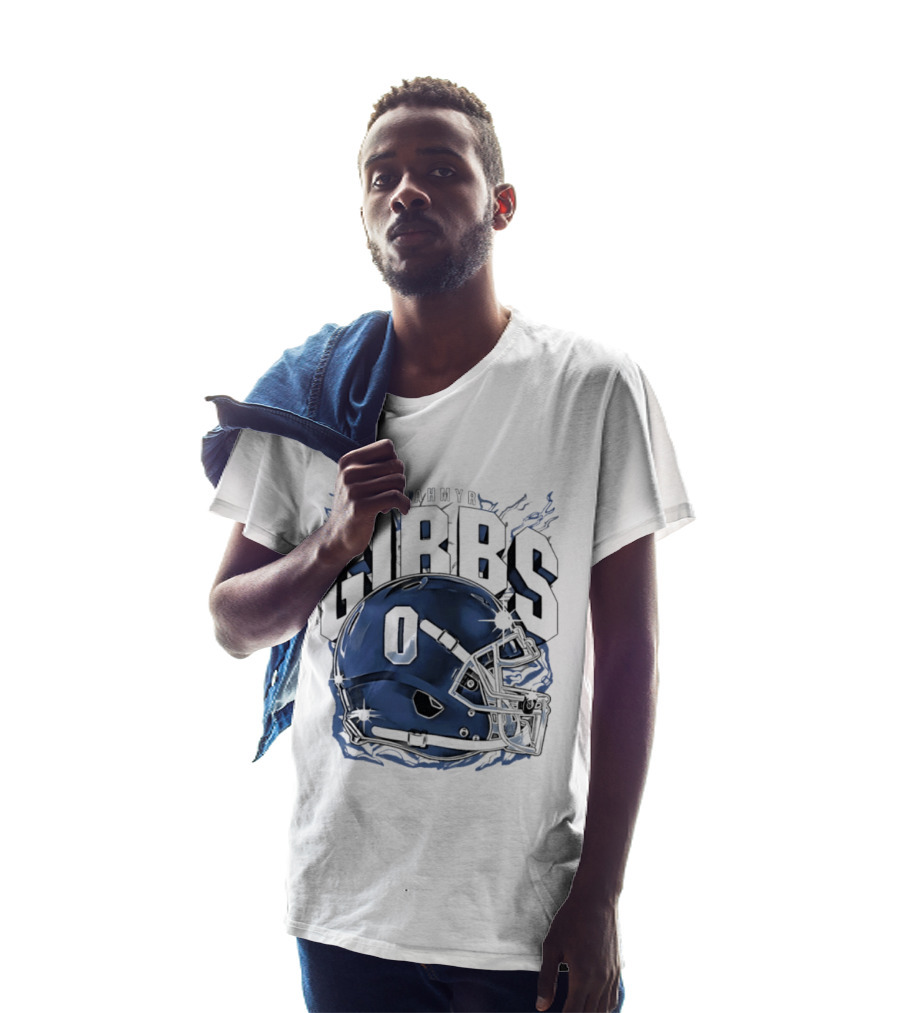 Jahmyr Gibbs 0 Detroit Lions Football Helmet 2026 GIBBS T-Shirt