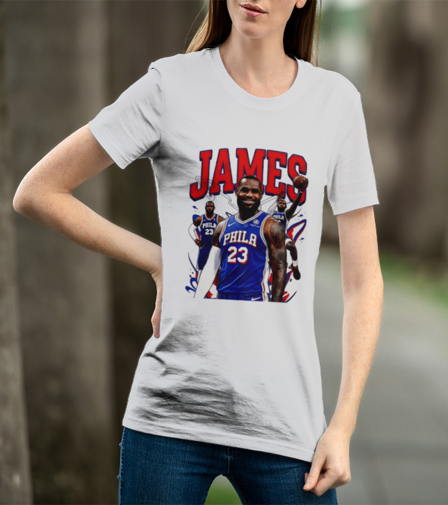 Philadelphia 76ers LeBron James 2026 Basketball Player T-Shirt
