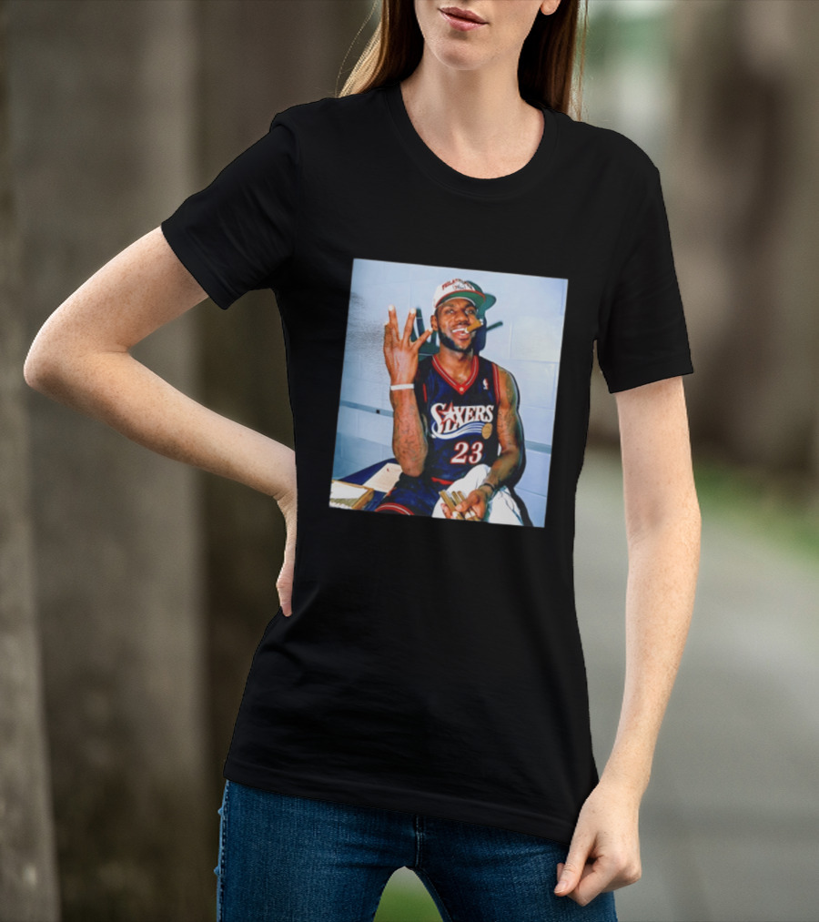 Philadelphia 76ers LeBron James 23 Cigar Photo T-Shirt