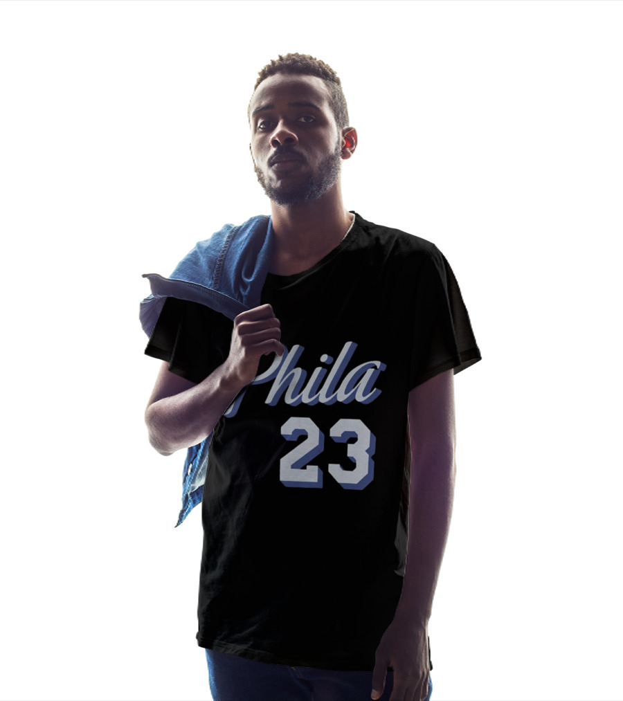 LeBron James 23 Phila 23 Philadelphia 76ers NBA Basketball Two Sided T-Shirt