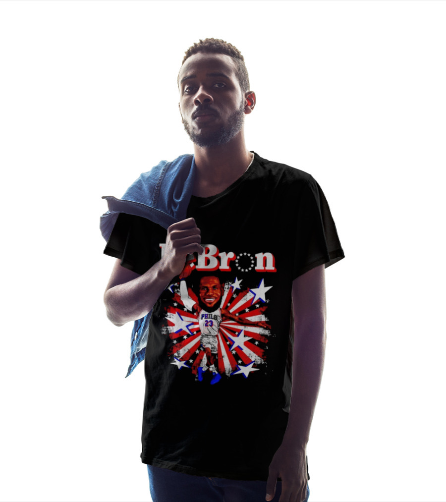 LeBron Stars PH 23 Basketball Caricature 76ers Red White Blue T-Shirt