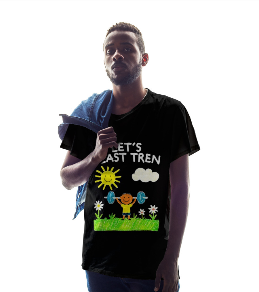 Let's Blast Tren Bodybuilding Gym Humor Sun Cloud Flowers Child Lifting Weights T-Shirt