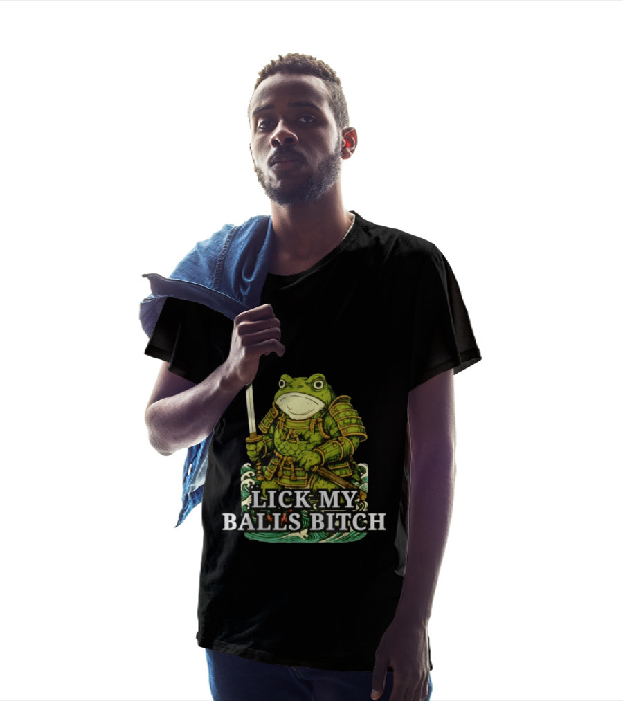 Lick My Balls Bitch Samurai Frog Katana Wave Armor T-Shirt