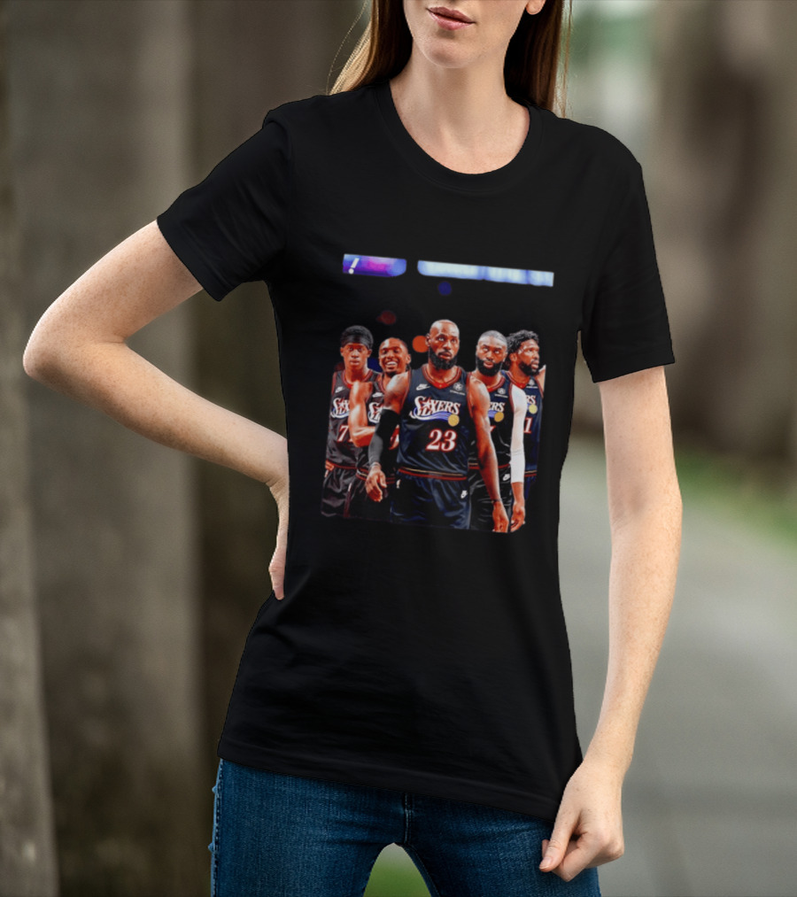 Tyrese Maxey VJ Edgecombe Jaylen Brown LeBron James Joel Embiid Sixers T-Shirt