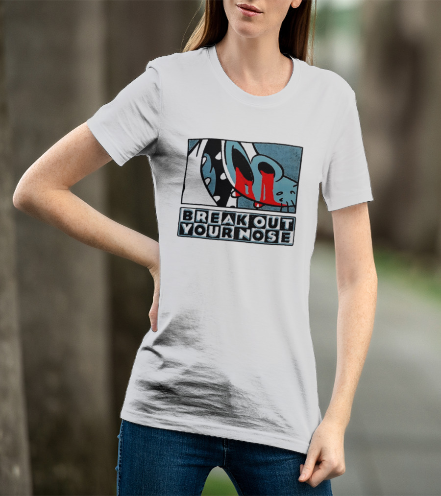 Break Out Your Nose Comic Style Cartoon With Red Accent T-Shirt