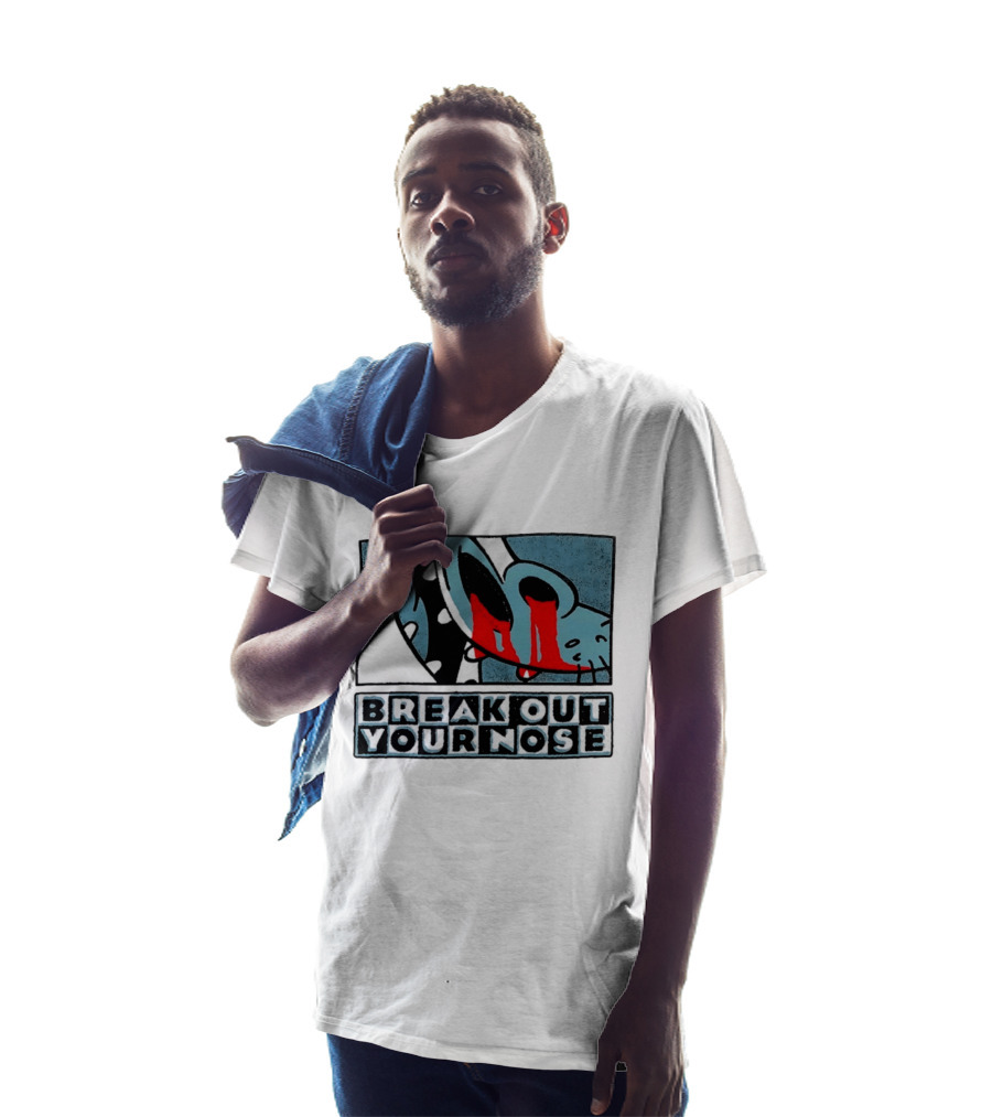 Break Out Your Nose Comic Style Cartoon With Red Accent T-Shirt