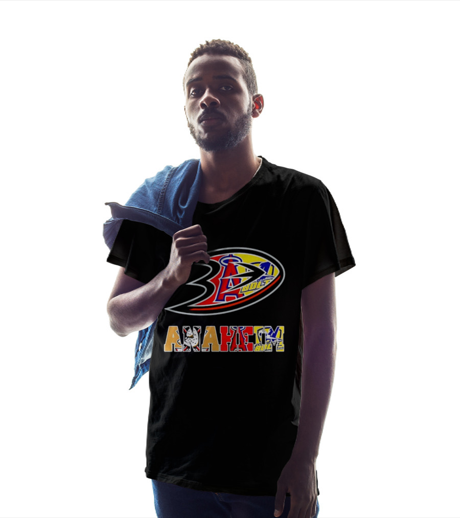 Anaheim Ducks Los Angeles Angels Anaheim Bolts Collage Anaheim Text And Logos T-Shirt
