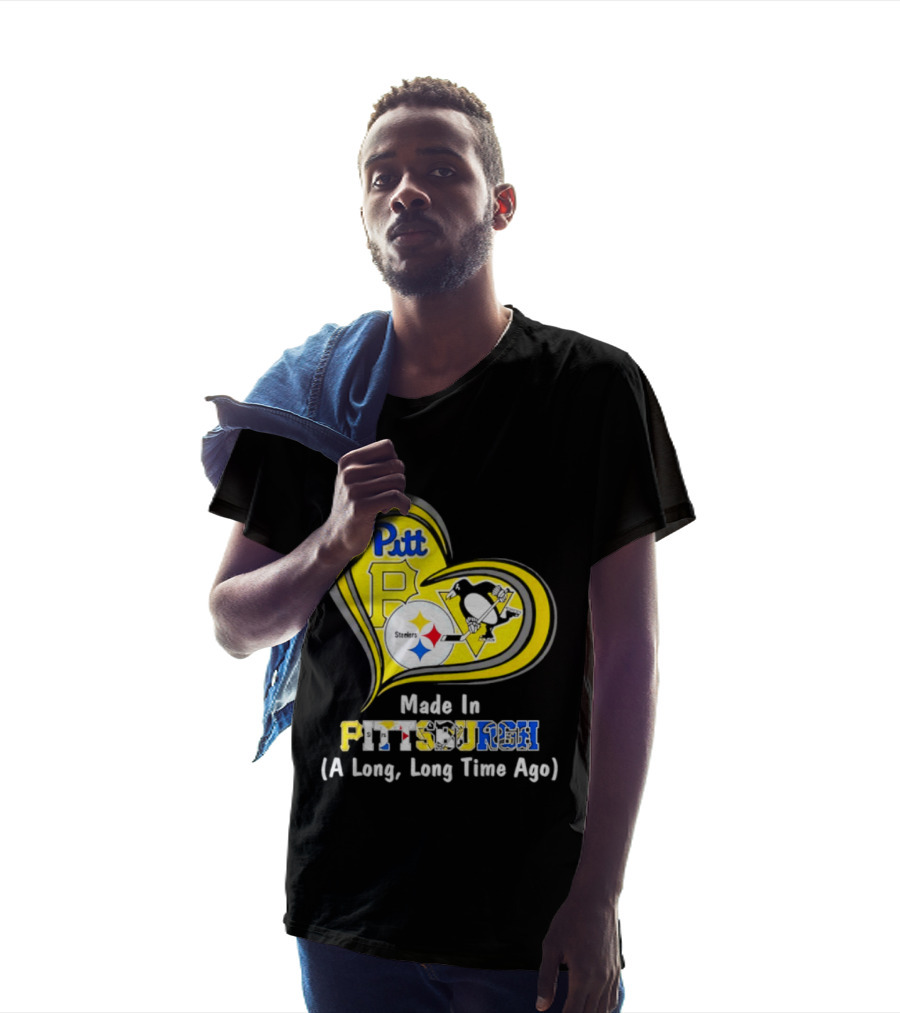 Pitt Steelers Penguins Heart Made In Pittsburgh A Long Time Ago T-Shirt