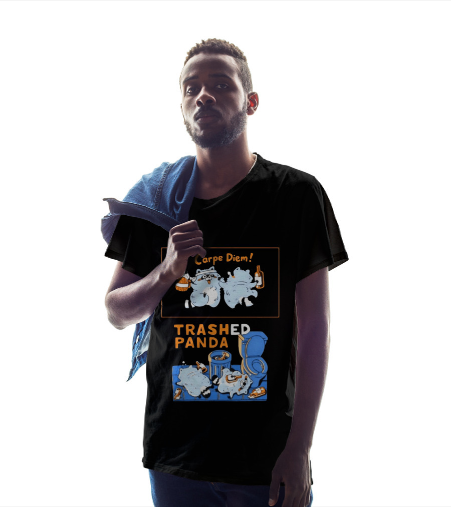 Carpe Diem Trashed Panda Raccoon Beer And Toilet Humor T-Shirt
