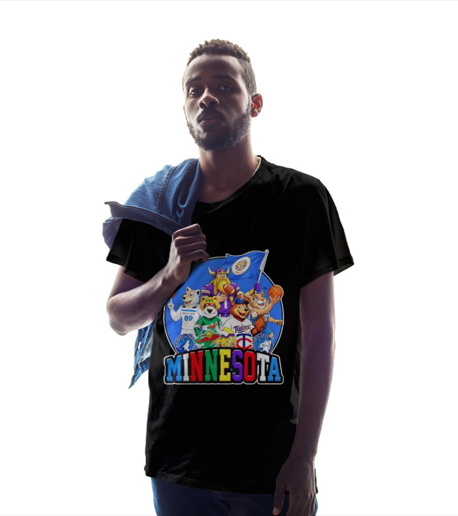 Minnesota Vikings Timberwolves Wild Twins Lynx Mascots And Logos Collection T-Shirt