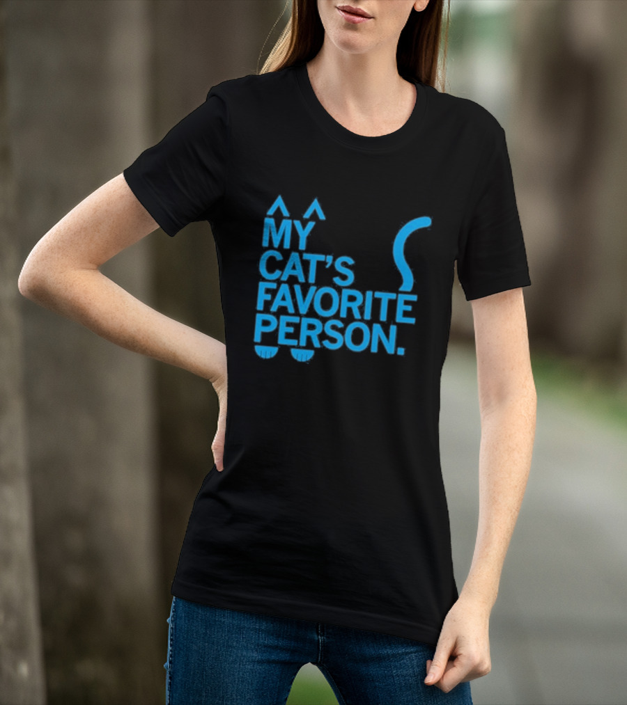 My Cat's Favorite Person Cat Ears And Tail Blue T-Shirt