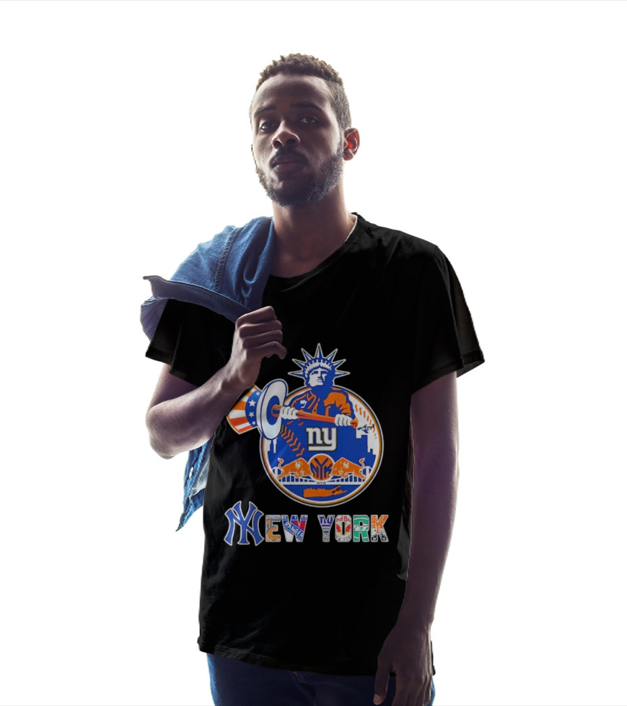 New York Liberty Skyline Sports Teams Knicks Mets Yankees T-Shirt