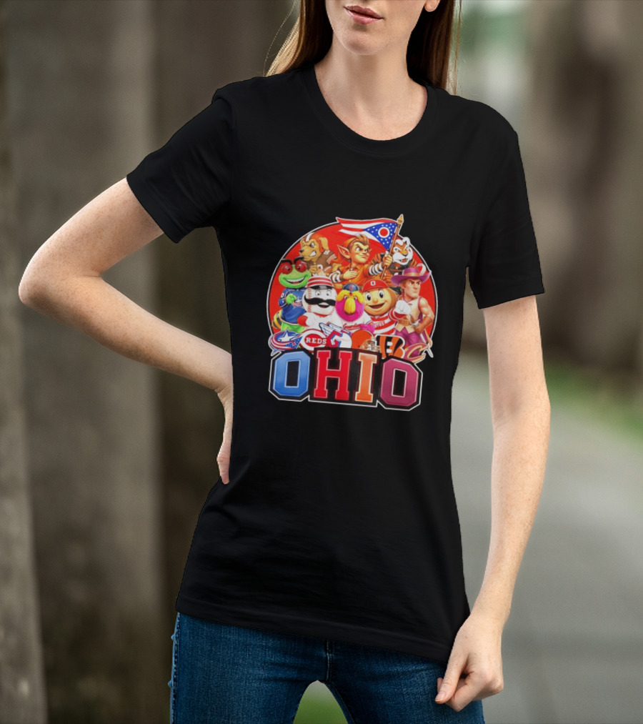 Ohio Sports Teams Mascots Cleveland Guardians Reds Bengals Browns Buckeyes Reds Crew Indians Fan T-Shirt