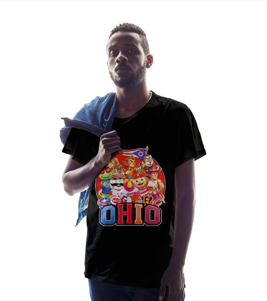 Ohio Sports Teams Mascots Cleveland Guardians Reds Bengals Browns Buckeyes Reds Crew Indians Fan T-Shirt