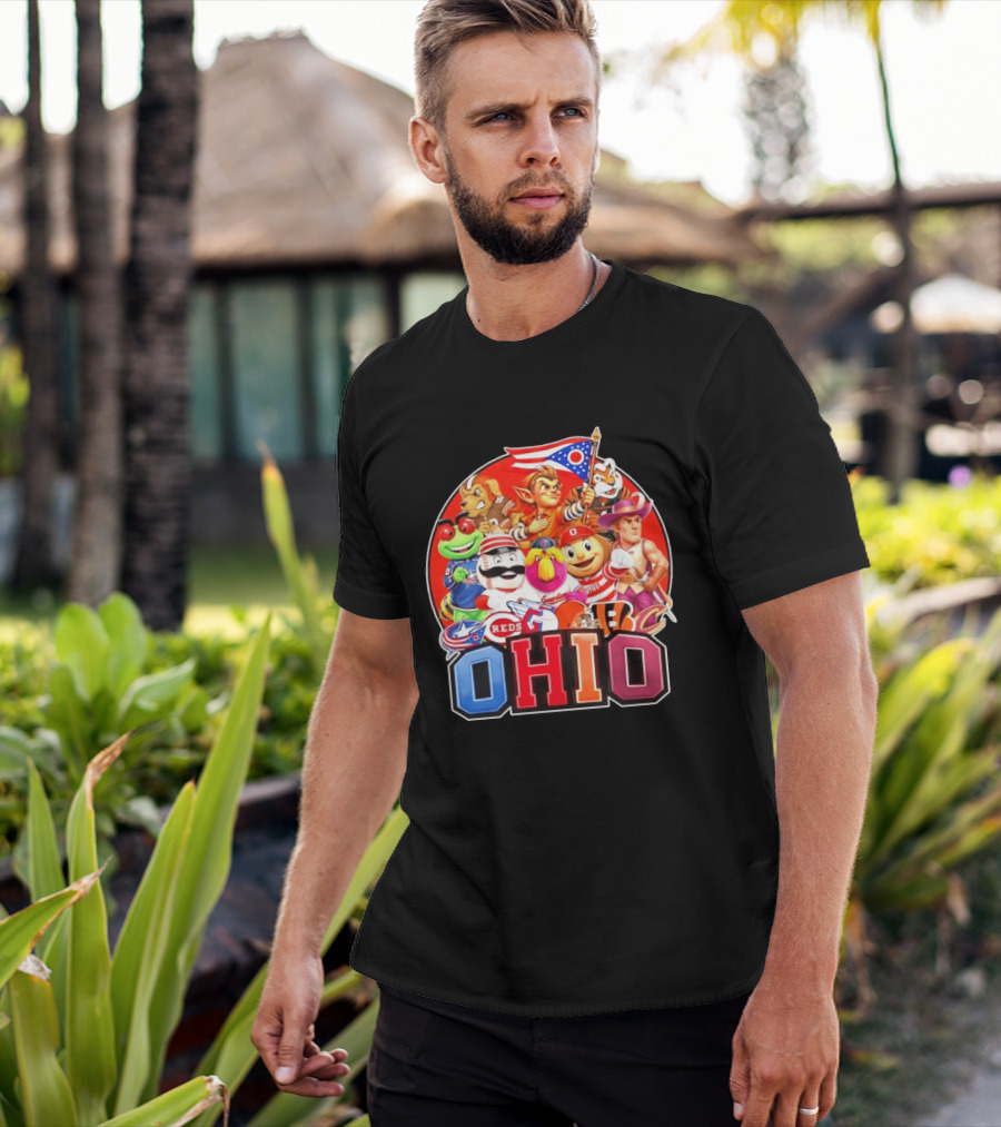 Ohio Sports Teams Mascots Cleveland Guardians Reds Bengals Browns Buckeyes Reds Crew Indians Fan T-Shirt