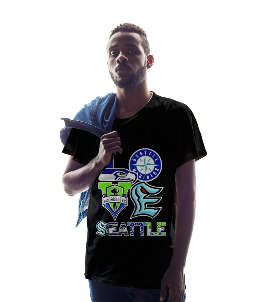 Love Seattle Seahawks Mariners Sounders FC Kraken T-Shirt