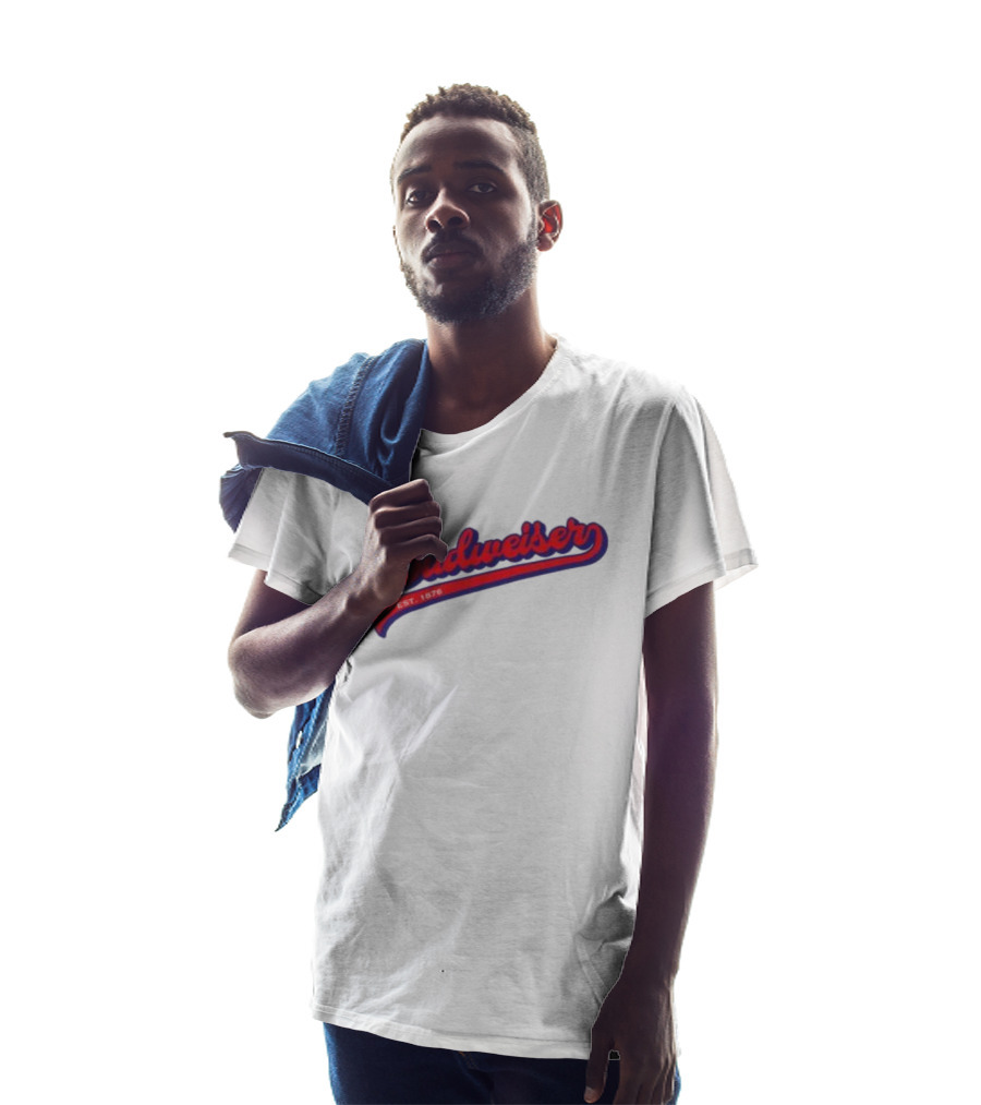 Budweiser Baseball Script Logo Retro Style Beer Shop T-Shirt