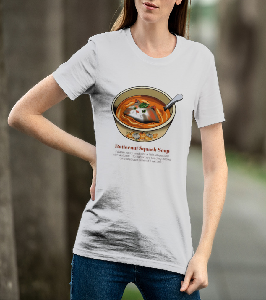 Butternut Squash Soup Cat Floating Whiskers Bowl T-Shirt