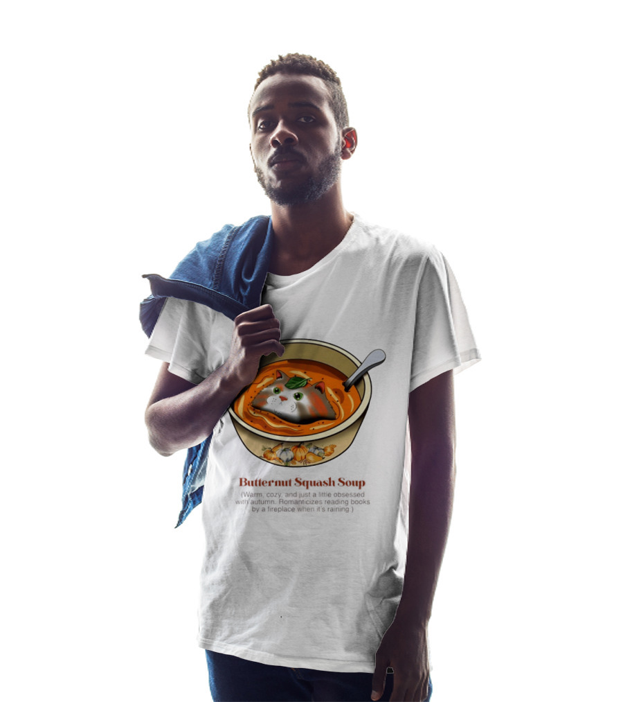 Butternut Squash Soup Cat Floating Whiskers Bowl T-Shirt