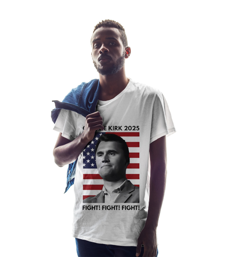 Charlie Kirk 2025 Fight Fight Fight American Flag T-Shirt