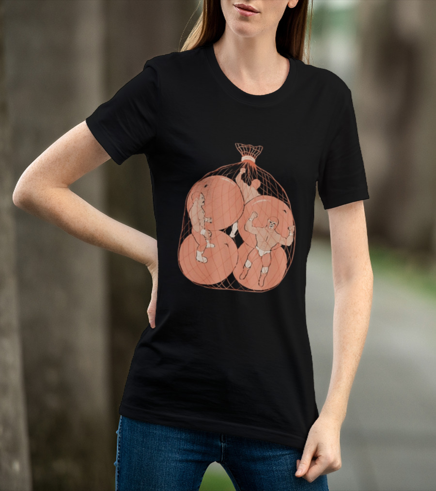 Wrestlers In Orange Produce Bag Mesh T-Shirt