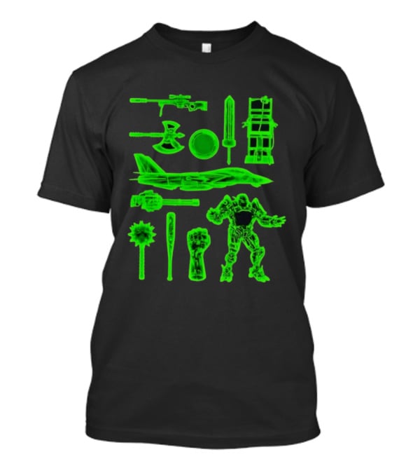Ring Weapons Axe Sword Jet Robot Icon Collection T-Shirt