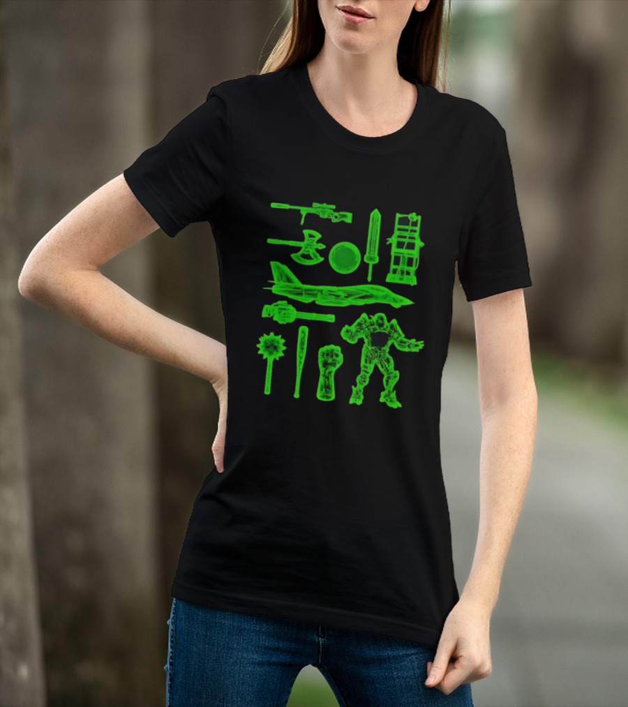 Ring Weapons Axe Sword Jet Robot Icon Collection T-Shirt