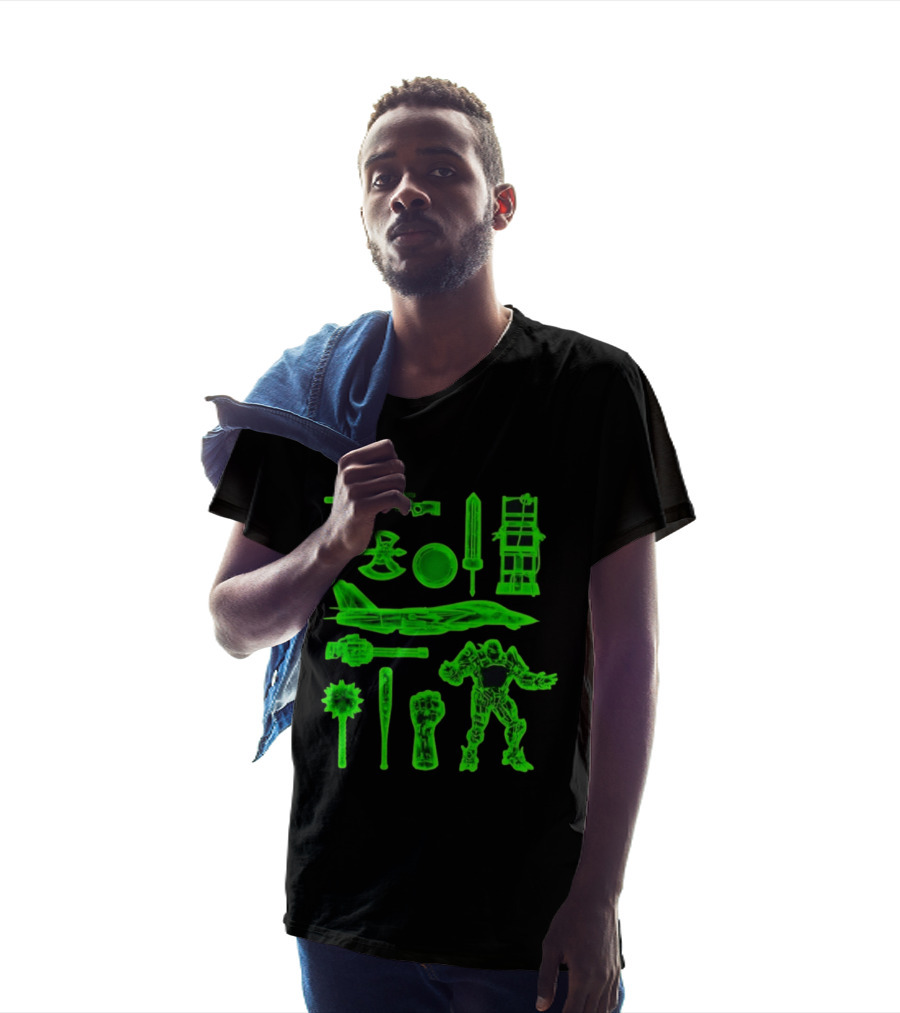 Ring Weapons Axe Sword Jet Robot Icon Collection T-Shirt