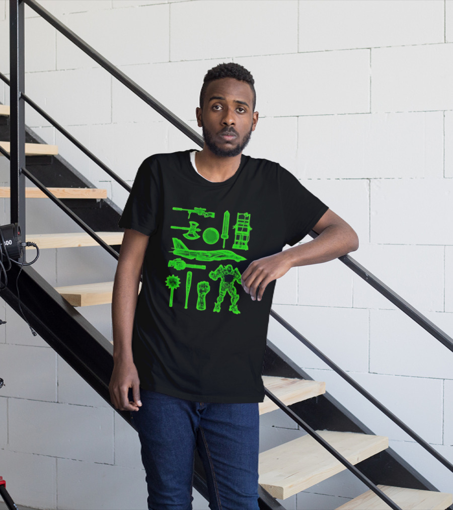 Ring Weapons Axe Sword Jet Robot Icon Collection T-Shirt
