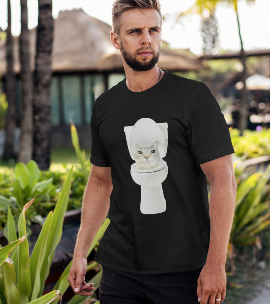 Skibidi Cat Toilet Humor Meme Fusion T-Shirt