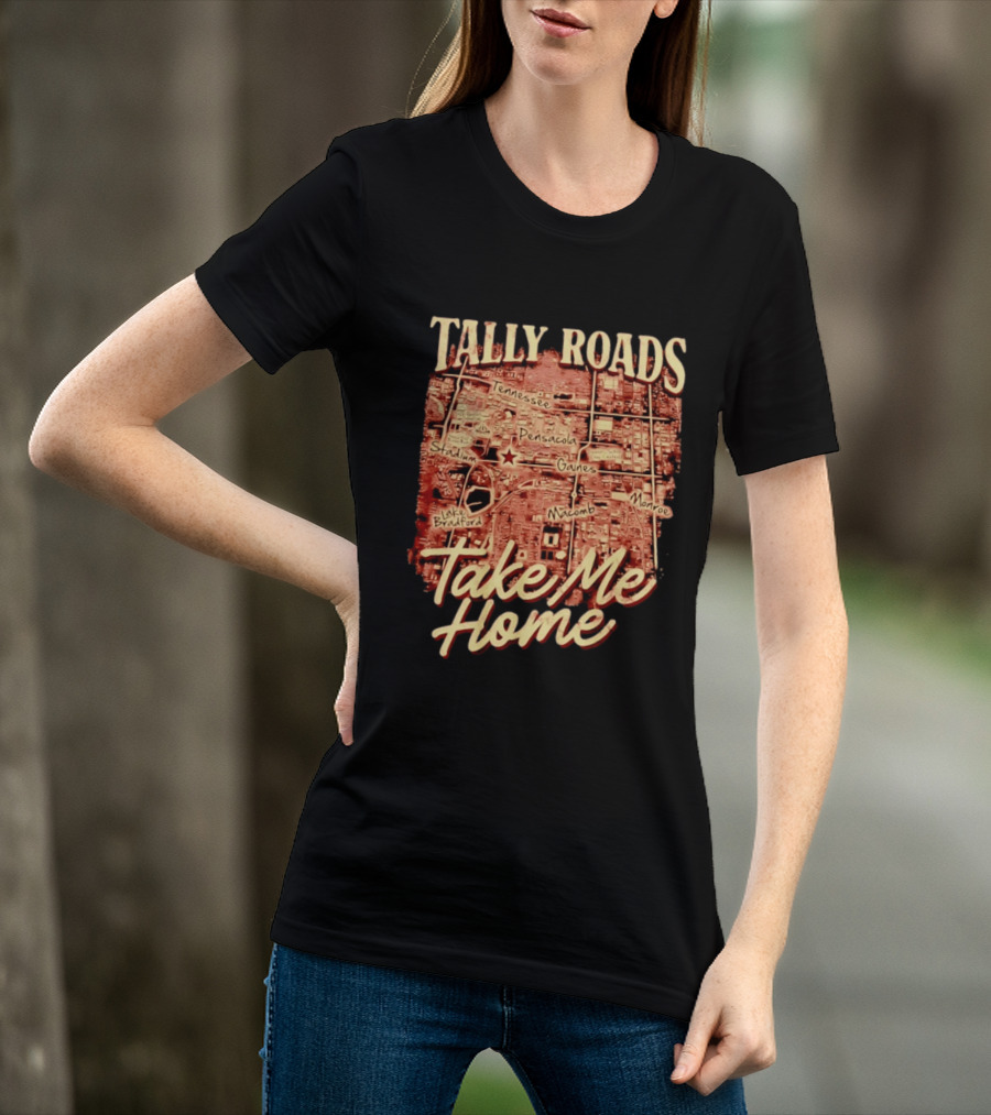 Tally Roads Map Take Me Home Tennessee Pensacola Stadium Monroe T-Shirt