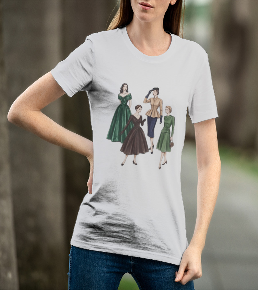 1950s Vintage Fashion Elegant Ladies Dresses T-Shirt