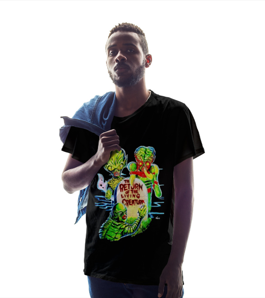 The Return Of The Living Creature Horror Movie Monsters And Tombstone Scene T-Shirt