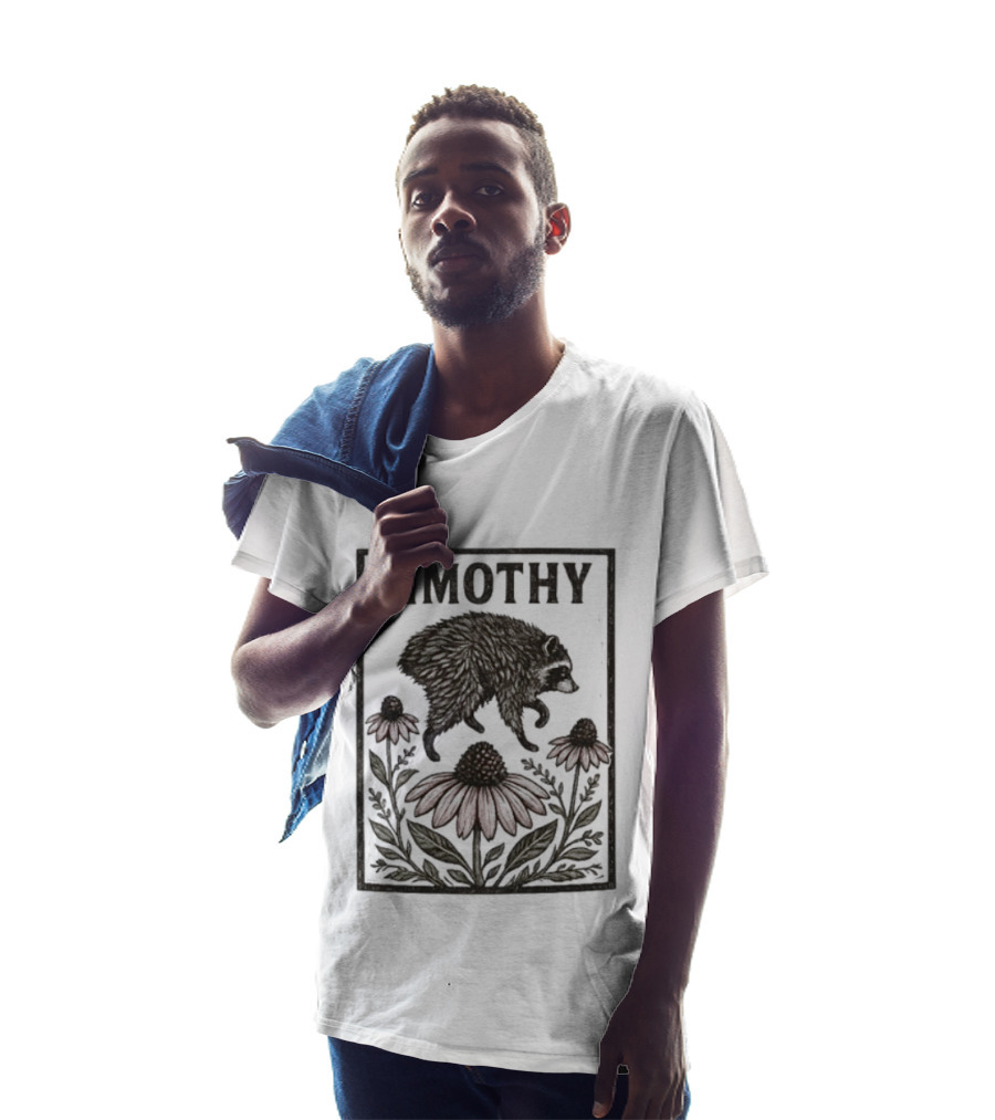 Jimothy Raccoon Coneflower Botanical Floral T-Shirt