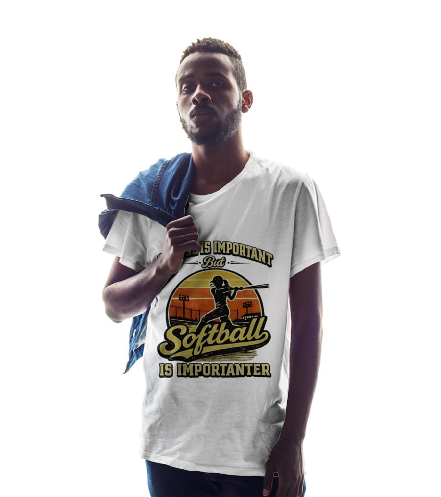 School Is Important But Softball Is Importanter Retro Silhouette Batter T-Shirt