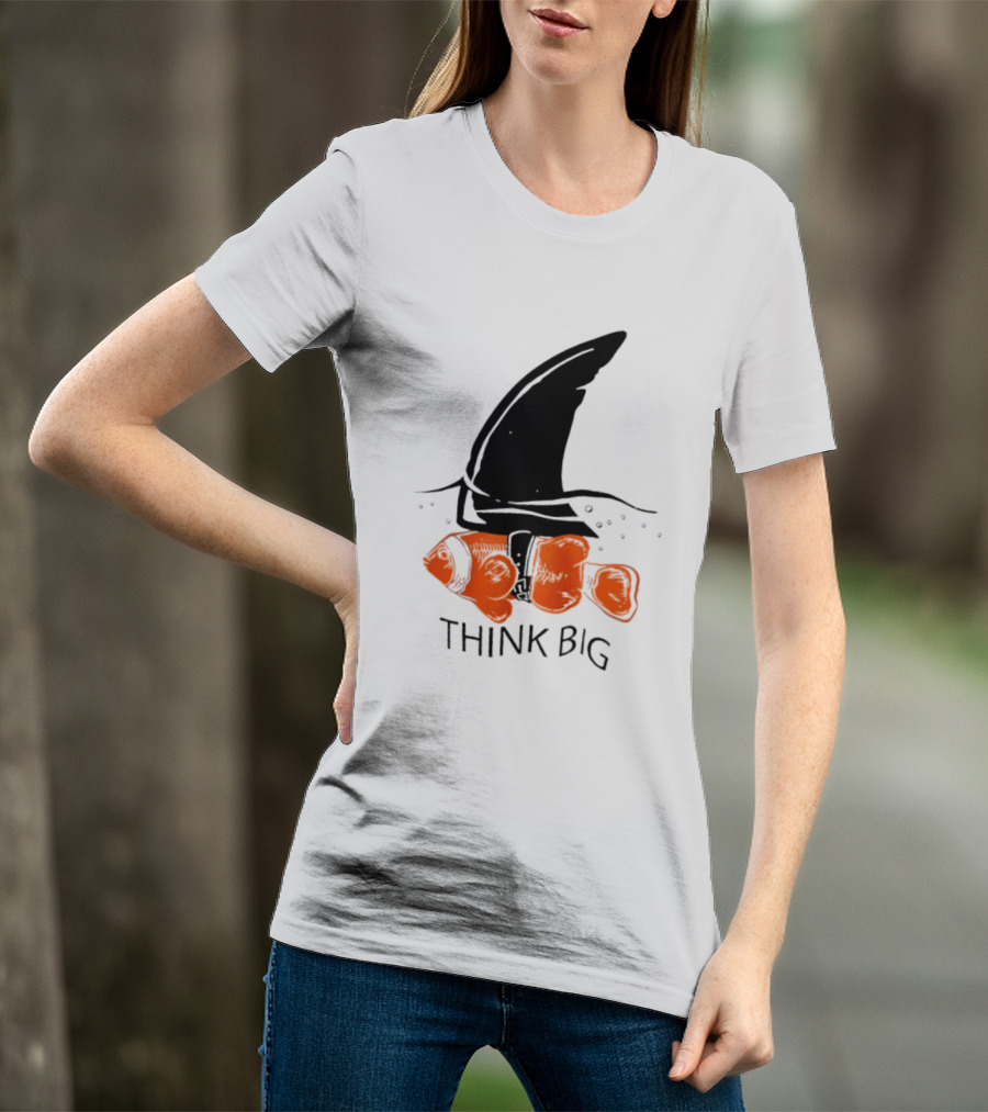 Think Big Goldfish Wearing Shark Fin T-Shirt