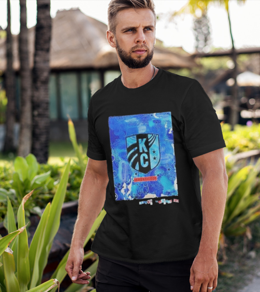 Kansas City Current KC Peace Freedom Blue T-Shirt
