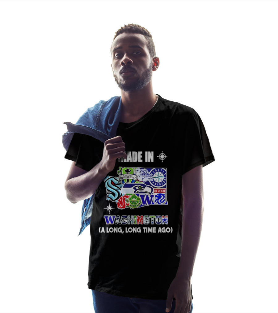 Made In Washington Seattle Mariners Seahawks Kraken Sports Team Map T-Shirt